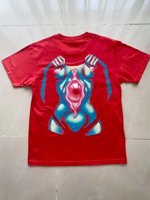 Áo thun BodyEye, tay ngắn - size L (trắng) (Red, Small)